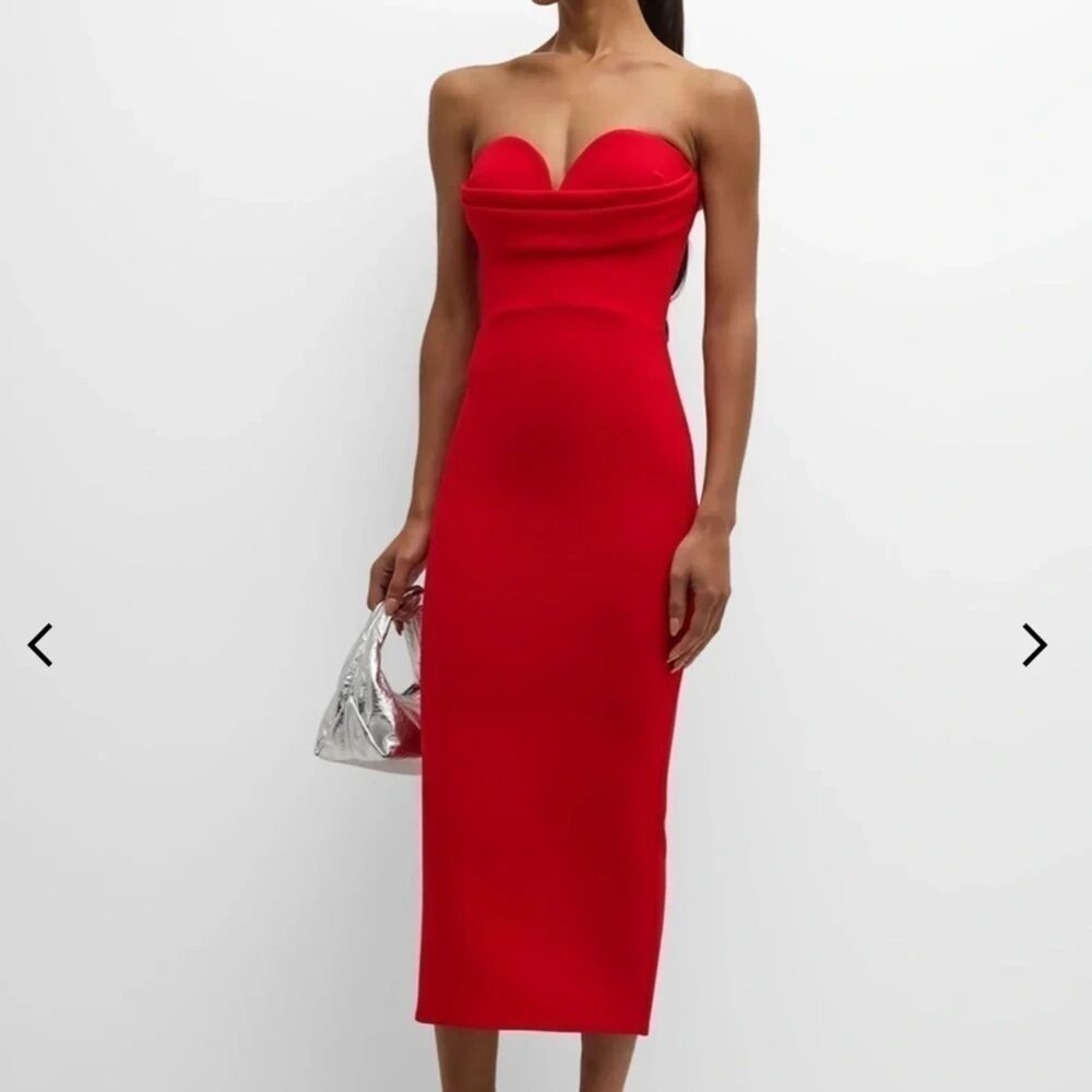 Alex Perry Darcy Cocktail Dress with Draped Bustier Red Women's US Size 6